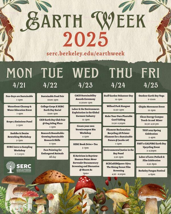 Earth week calendar schedule